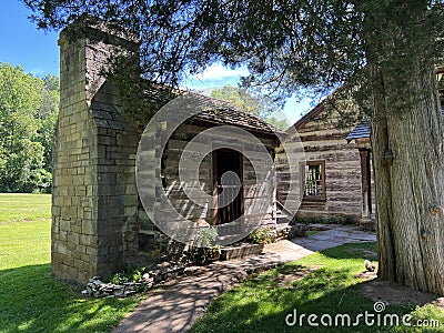 1800 Lower Residence in Spring Mill State Park Stock Photo