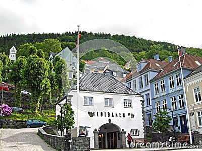 Lower station of the Floibanen in Bergen, Norway Editorial Stock Photo