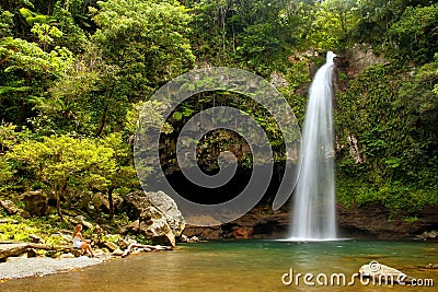 Lower Tavoro Waterfalls in Bouma National Heritage Park, Taveuni Island, Fiji Stock Photo