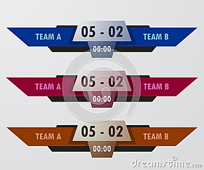 Lower third Scoreboard Team A Vs Team B Broadcast Graphic Template For Sport, Soccer, And Football Vector Illustration