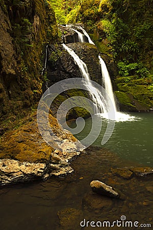 Lower Wolf creek waterfall located outside of Glide, OR. Stock Photo