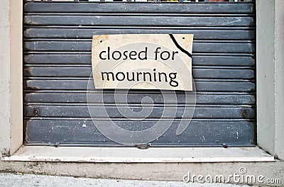 Shop closed for mourning Stock Photo