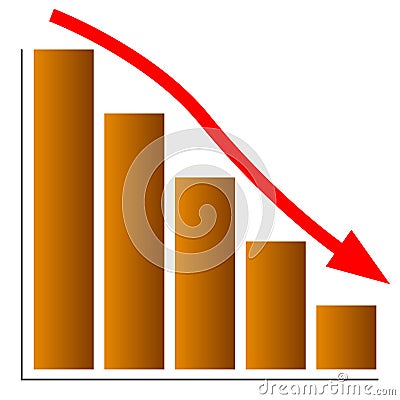 Lowering chart with a straight arrow Vector Illustration