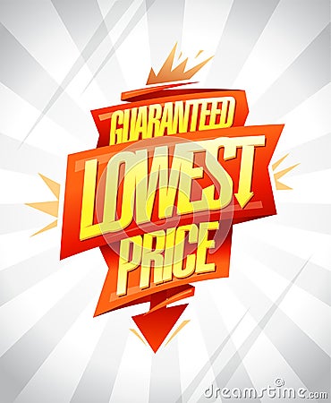 Lowest price guaranteed, advertising sale vector banner design concept Vector Illustration