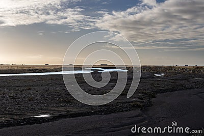 Lowland and a river, south Iceland Stock Photo