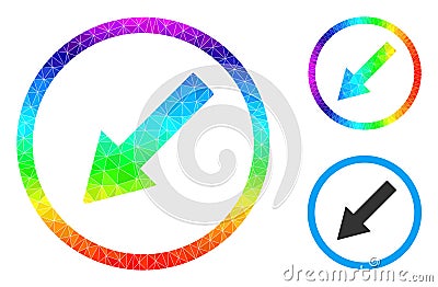 Vector Triangle Filled Down-Left Rounded Arrow Icon with Spectrum Gradient Vector Illustration