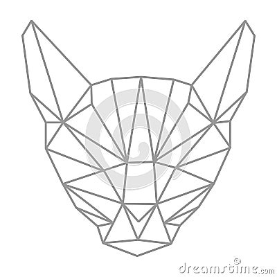 Lowpolygonal geometry, cat head. Outline style. Simple. Flat. Is Vector Illustration