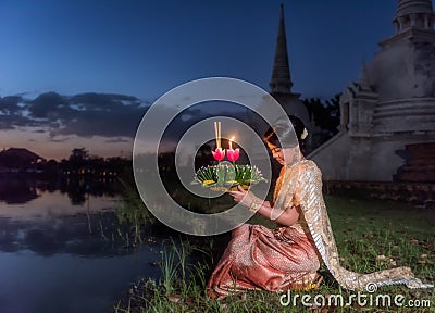 Loy Krathong Traditional Festival Stock Photo