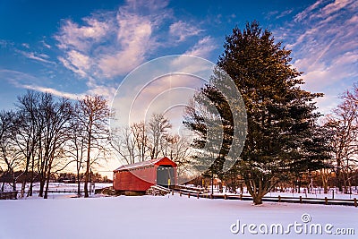 Loy's Station Covered Bridge, in Frederick County, Maryland. Stock Photo