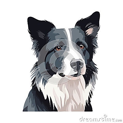 Loyal German Shepherd puppy sitting and watching Vector Illustration