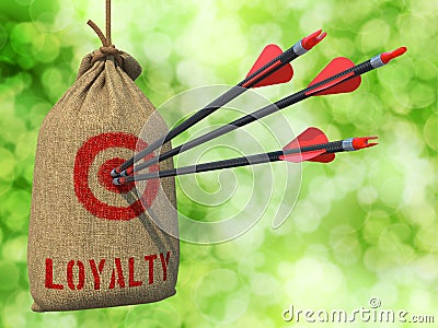 Loyalty - Arrows Hit in Red Target. Stock Photo