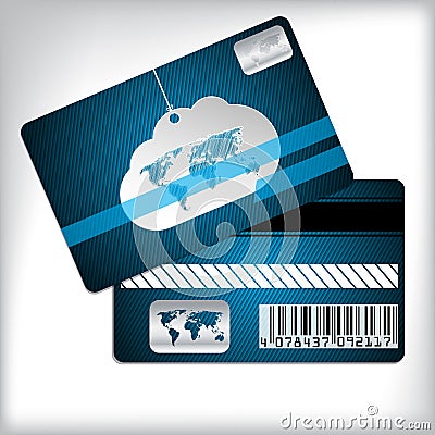 Loyalty card with cloud and striped background Vector Illustration