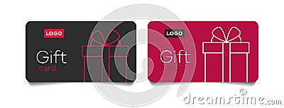 Loyalty card, incentive gift, collect bonus, earn reward, redeem gift, win present, vector mono line icon, linear Vector Illustration