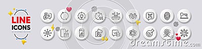 Loyalty points, Refresh and Timer line icons. For web app, printing. White buttons 3d icons. Vector Vector Illustration