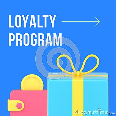 Loyalty program cashback money refund bonus social media post design template 3d realistic vector Vector Illustration