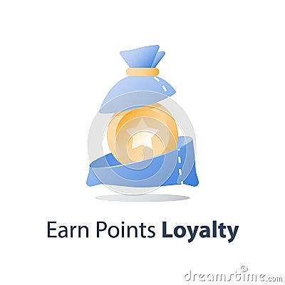 Earn points, loyalty program, collect bonus, prize fund, vector flat icon Vector Illustration