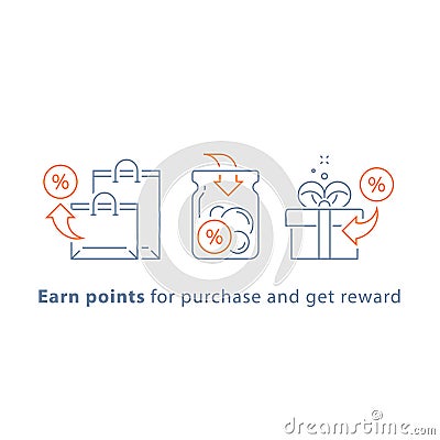 Loyalty program, earn points and get reward, marketing concept Vector Illustration