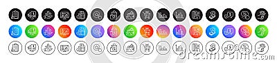 Loyalty star, Growth chart and Histogram line icons. For web app, printing. Round icon buttons. Vector Vector Illustration