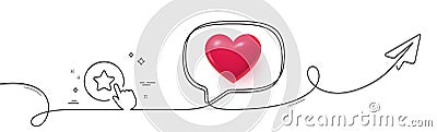 Loyalty star line icon. Bonus points. Discount program. Continuous line with plane. Vector Vector Illustration