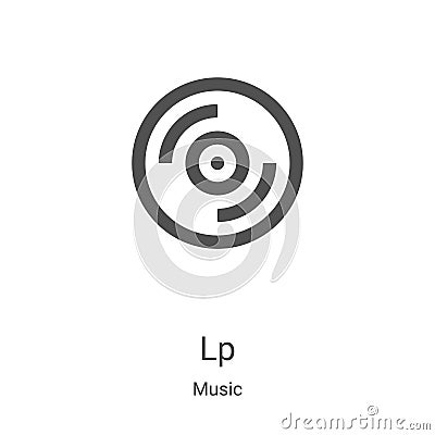 Lp icon vector from music collection. Thin line Lp outline icon vector illustration. Linear symbol for use on web and mobile apps Vector Illustration
