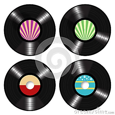 Lp Vinyl Records Vector Vector Illustration