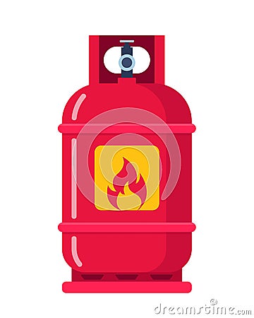 LPG. Flammable gas tank. Propane, butane, methane gas tank. Gas cylinder bottle. Vector illustration Vector Illustration