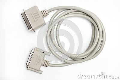 LPT parallel port cable and plug on white background Stock Photo