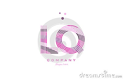 lq l q alphabet letter logo pink purple line icon template vector Vector Illustration