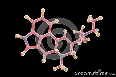 LSD molecule, 3D illustration Cartoon Illustration