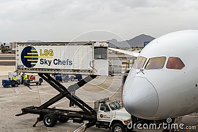 LSG Sky Chefs vehicle loading in-flight catering food Editorial Stock Photo