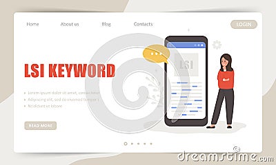 Lsi keyword. Landing page template. Latent Semantic Indexing. Search engine marketing. Vector illustration in flat Vector Illustration