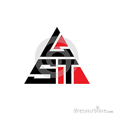 LST triangle letter logo design with triangle shape. LST triangle logo design monogram. LST triangle vector logo template with red Vector Illustration