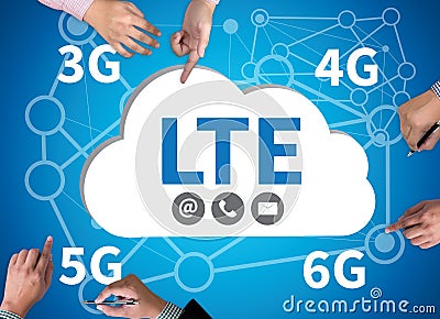 LTE CONCEPT 3g 4g 5g 6g Stock Photo