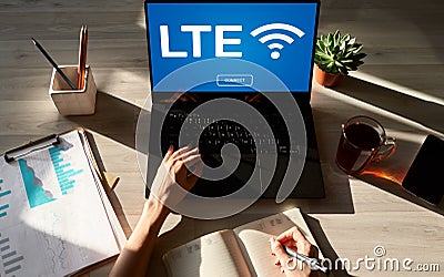 LTE, 4G, 5G Fast wireless internet connection, Telecommunication and technology concept. Stock Photo