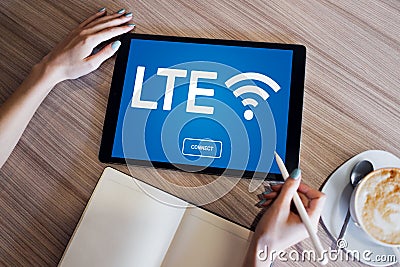 LTE, 4G, 5G Fast wireless internet connection, Telecommunication and technology concept. Stock Photo