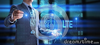 LTE 4G High speed wireless internet telecommunication concept on screen Stock Photo