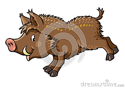 Lttle funny boar or wild pig Vector Illustration