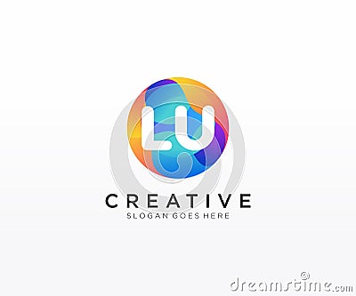 LU initial logo With Colorful Circle template vector Vector Illustration