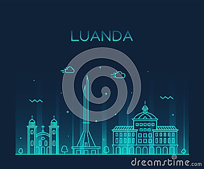 Luanda skyline Angola vector city linear style Vector Illustration