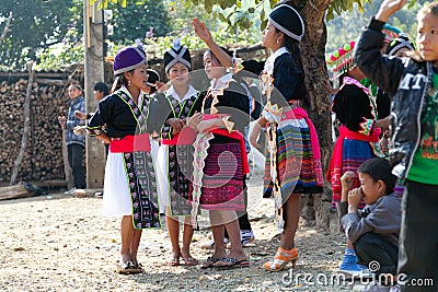 Luang Namtha Laos 12/24/2011 Hmong children in tribal region of northwest Laos Editorial Stock Photo