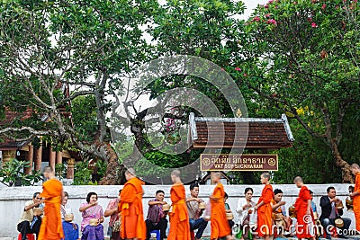 Luang Prabang,May 9,2015_Alms Giving Ceremony in Luang Prabang Editorial Stock Photo