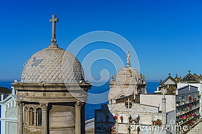 Luarca, Asturias, November 20, 2021. Picturesque cemetery by the sea in the city of Luarca in Asturias. Editorial Stock Photo