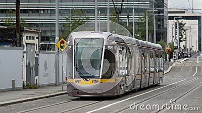 Luas light passenger rail train in Dublin, Ireland Editorial Stock Photo