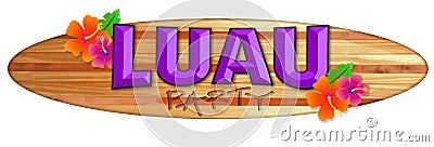 Luau Party Logo Hawaii Surfboard Logo Flowers Stock Photo