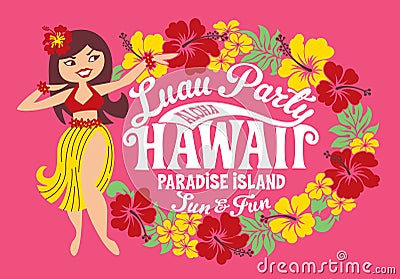 Luau party Hawaii paradise island Vector Illustration