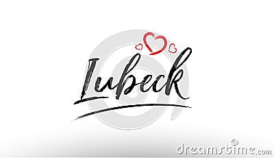 lubeck europe european city name love heart tourism logo icon de Stock Photo