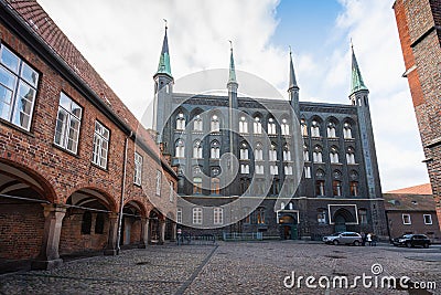 Lubeck Town Hall Main building - Lubeck, Germany Editorial Stock Photo