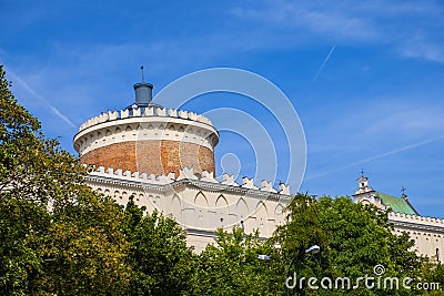 Lublin, Poland - Defense walls and Romanesque Keep of the medieval Lublin Castle royal fortress in historic old town quarter Editorial Stock Photo