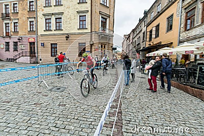 Lublin, Poland - May 24, 2015: Bike city race Eliminator MTB Editorial Stock Photo