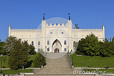 Lublin Castle, main entrance gate of the neo-gothic part of the building, Lublin, Poland Editorial Stock Photo